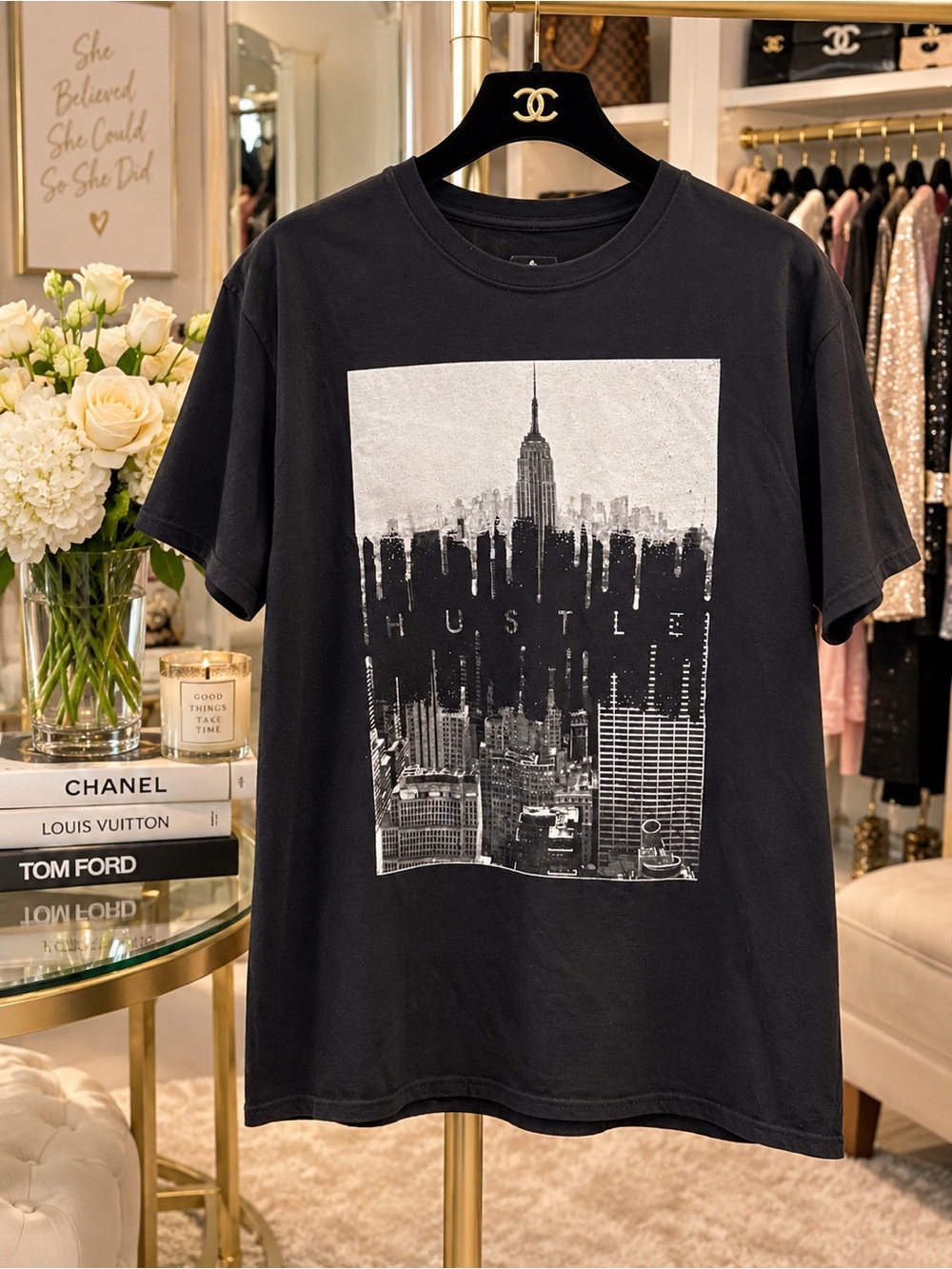 Black 'Hustle' Graphic Men's T-Shirt